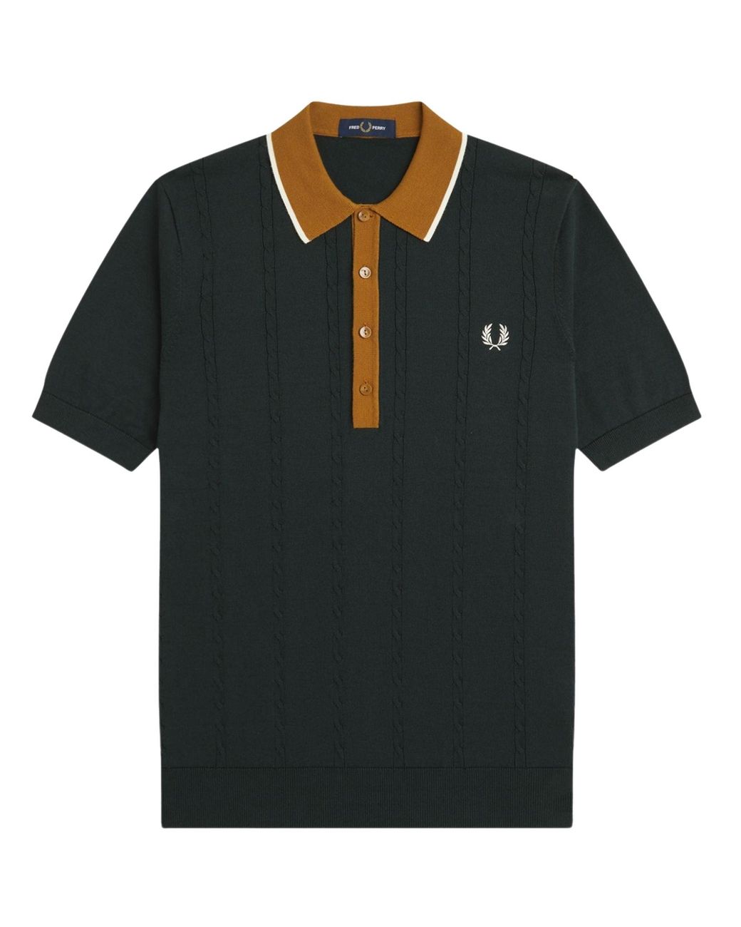 Fred Perry Black Cable Knit Shirt for men