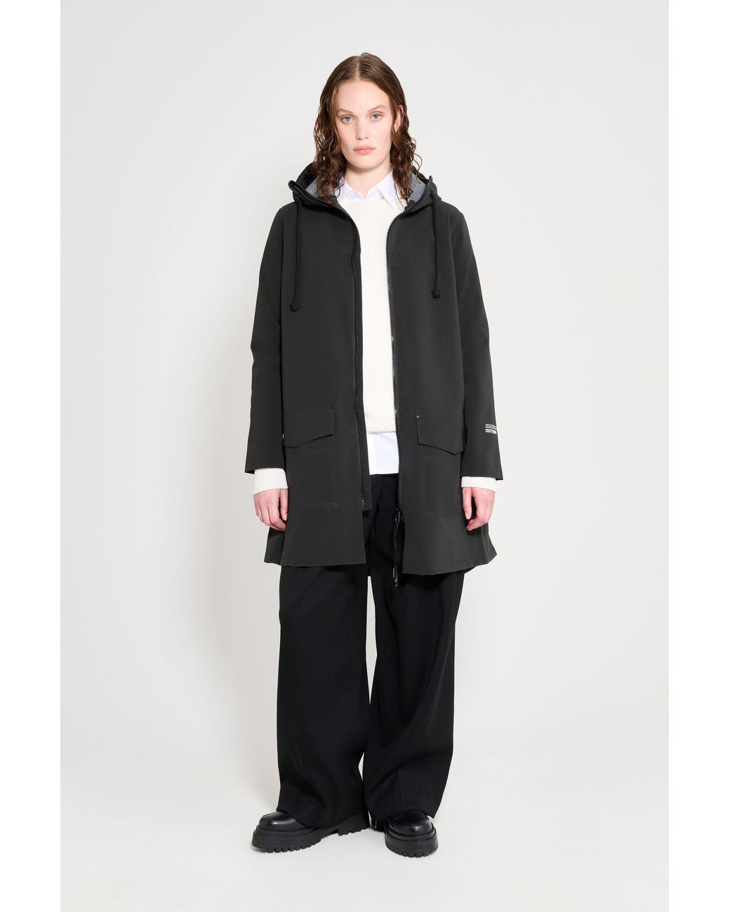 Stutterheim Black Mosebacke Patch Raincoat