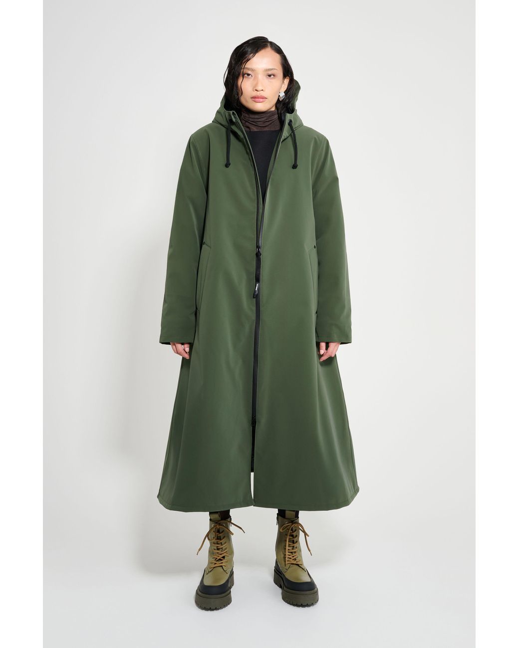 Stutterheim Green Mosebacke Long Matte Winter Coat