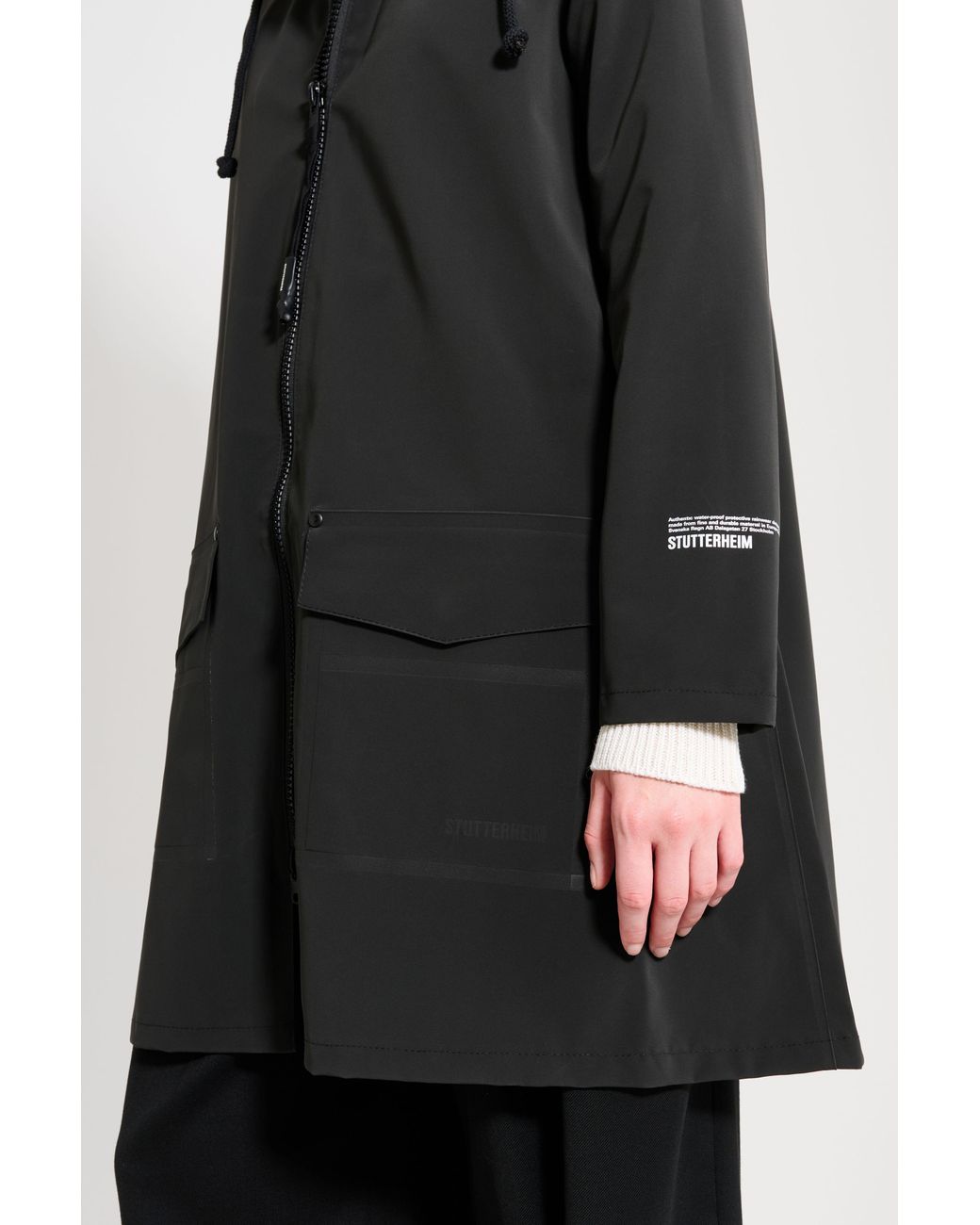 Stutterheim Black Mosebacke Patch Raincoat