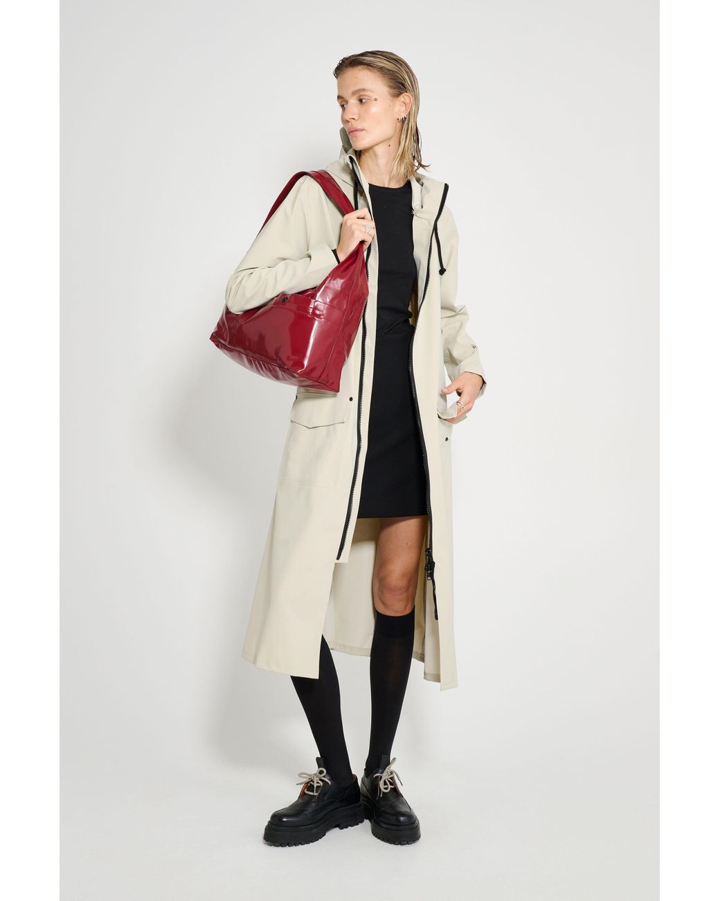 Stutterheim Natural Mosebacke Long Patch Raincoat