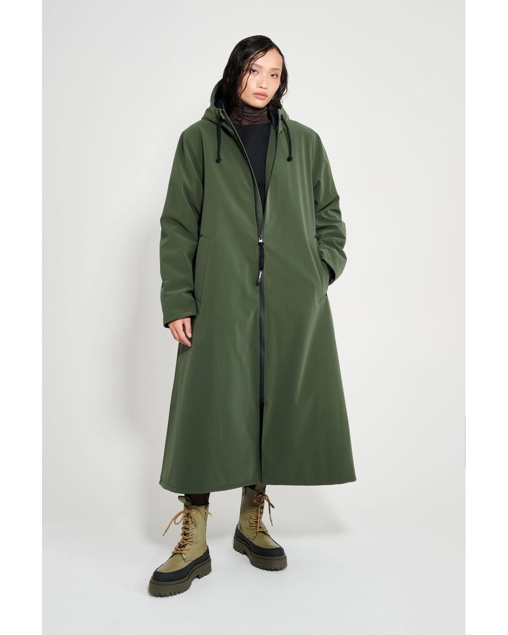 Stutterheim Green Mosebacke Long Matte Winter Coat
