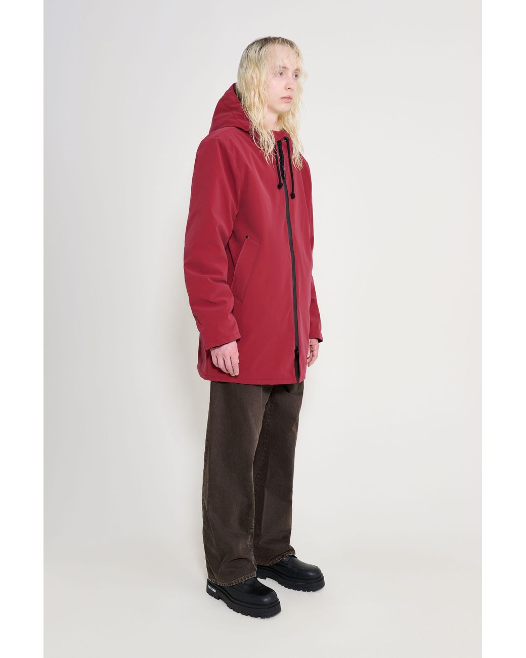 Stutterheim Red Stockholm Matte Winter Coat for men