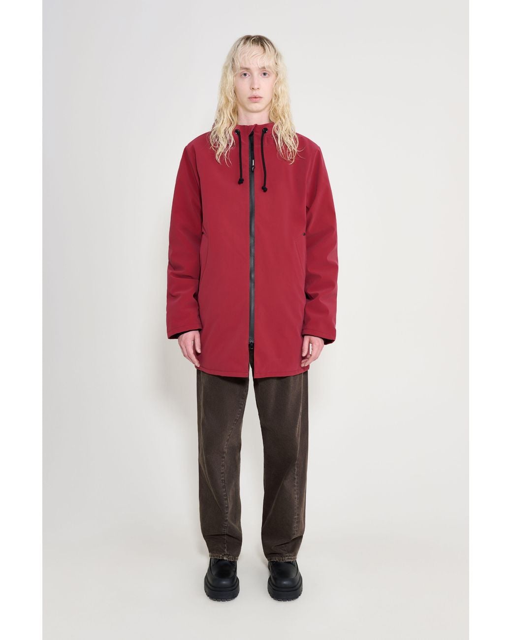Stutterheim Red Stockholm Matte Winter Coat for men