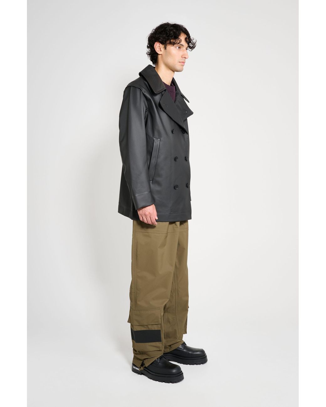 Stutterheim Black Tranholmen Double Breasted Raincoat for men