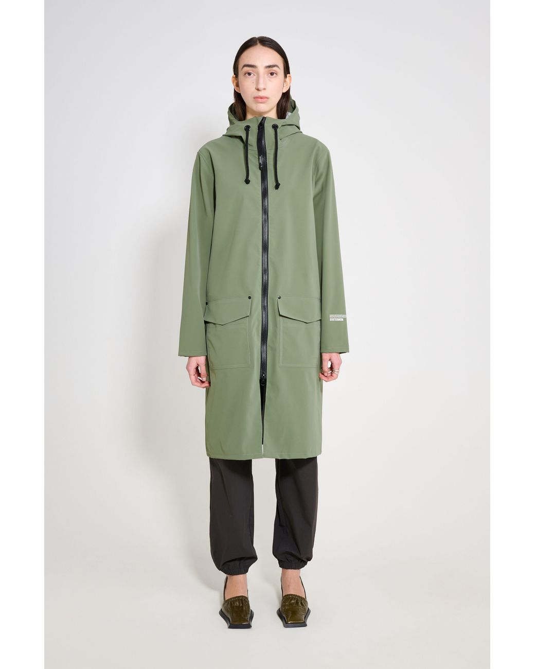 Stutterheim Green Stockholm Long Patch Raincoat