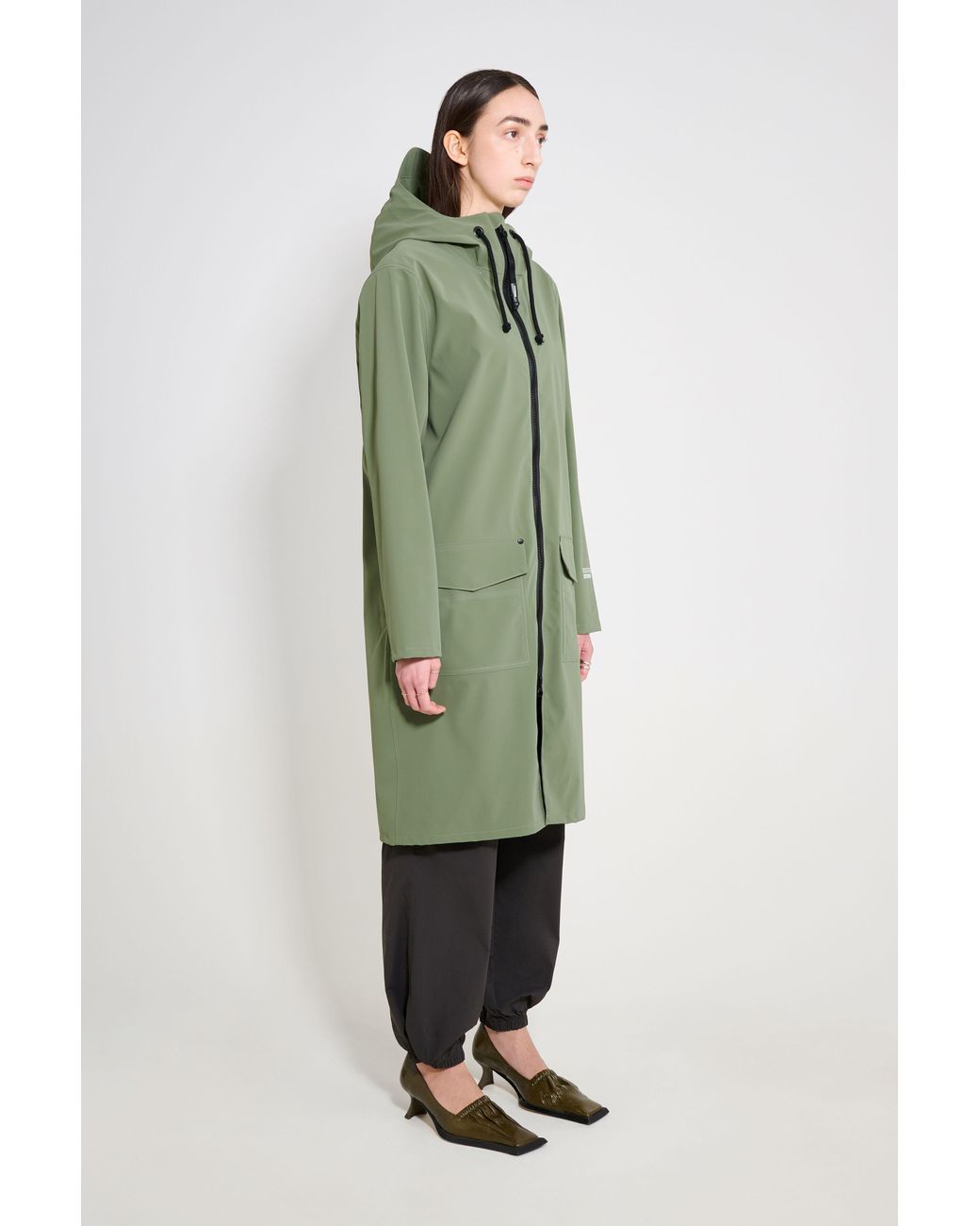 Stutterheim Green Stockholm Long Patch Raincoat
