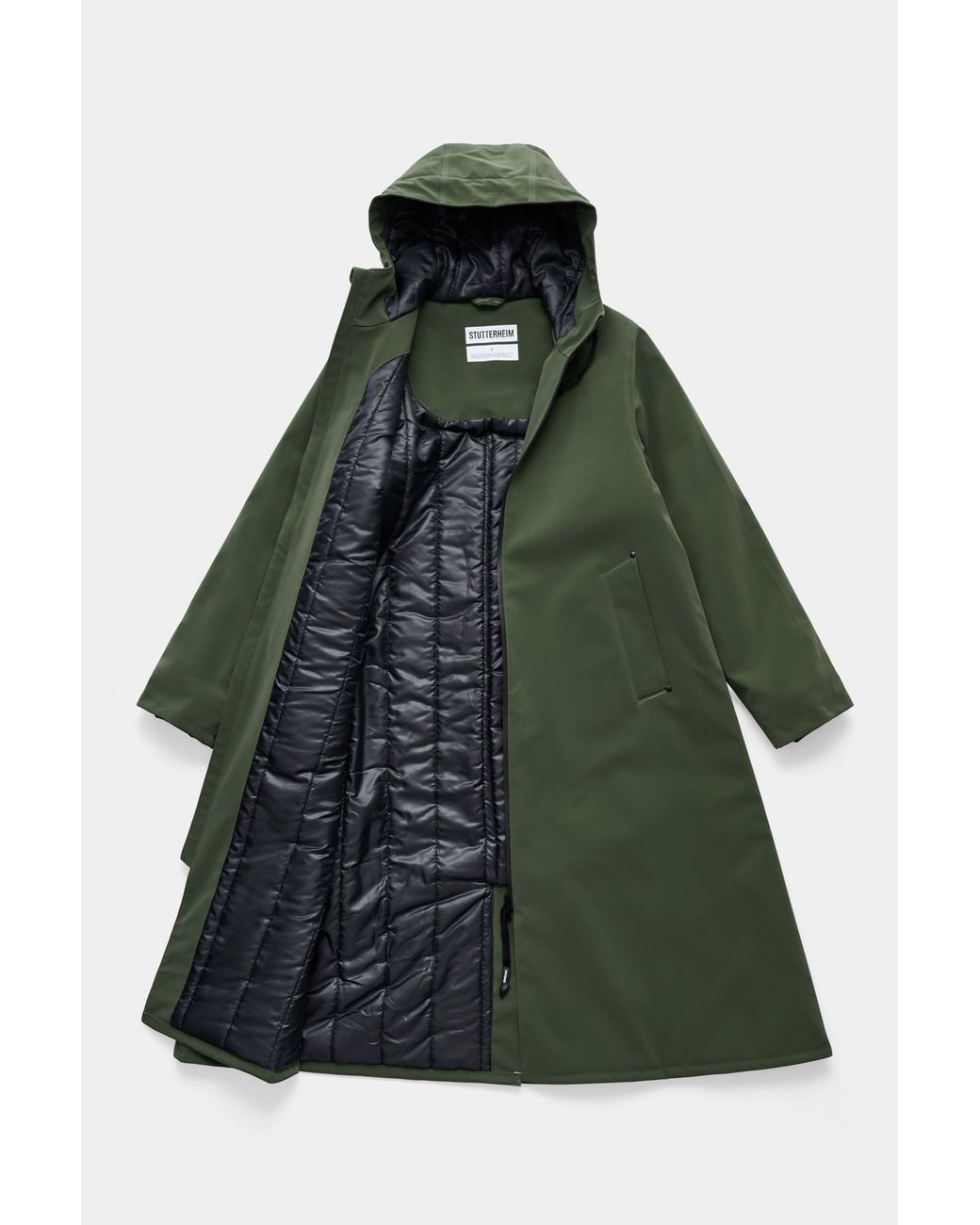 Stutterheim Green Mosebacke Long Matte Winter Coat