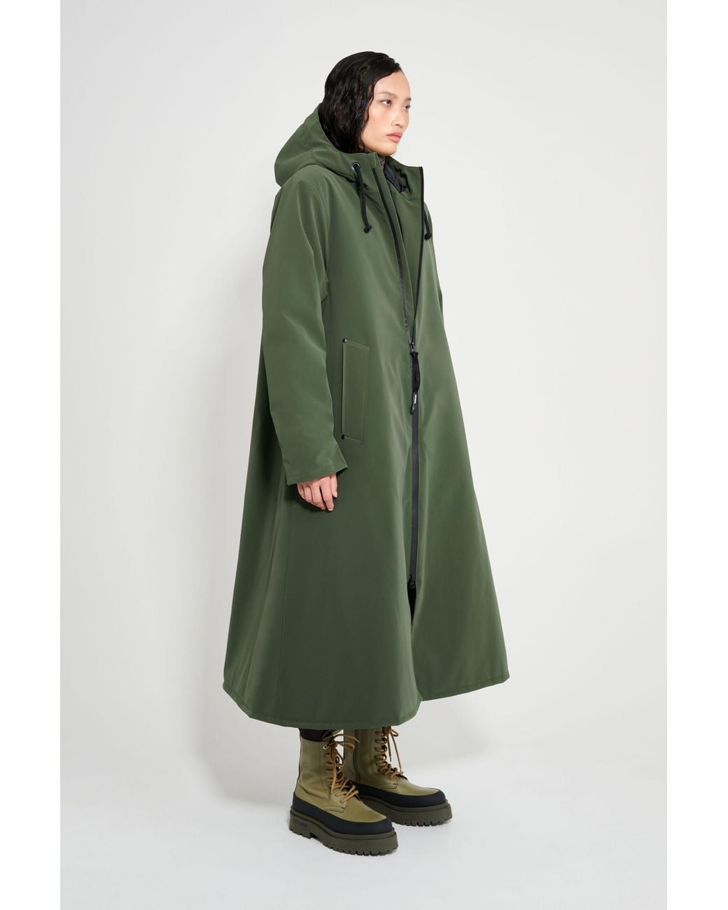 Stutterheim Green Mosebacke Long Matte Winter Coat
