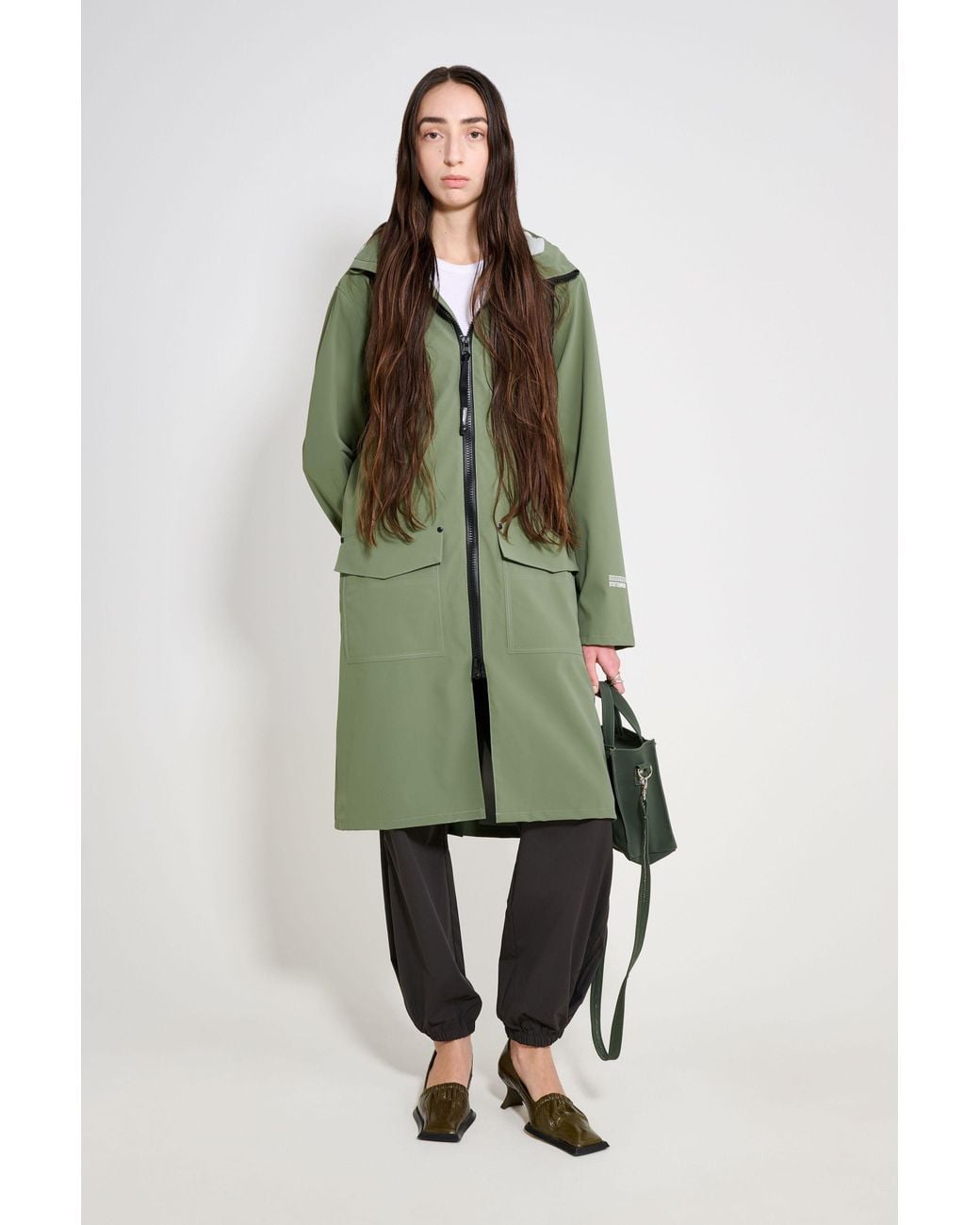 Stutterheim Green Stockholm Long Patch Raincoat