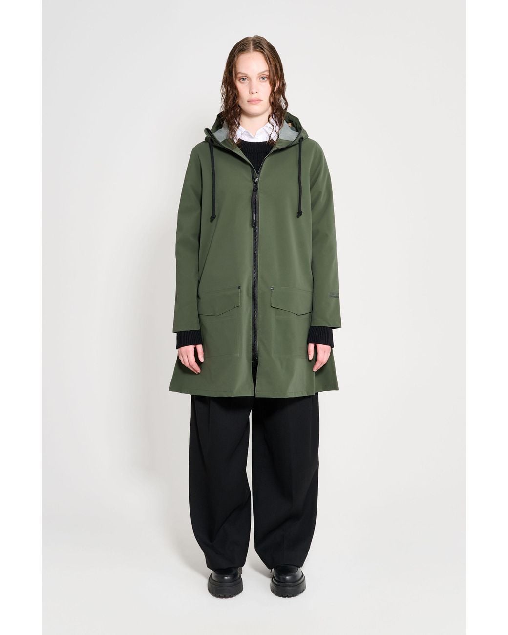 Stutterheim Green Mosebacke Patch Raincoat