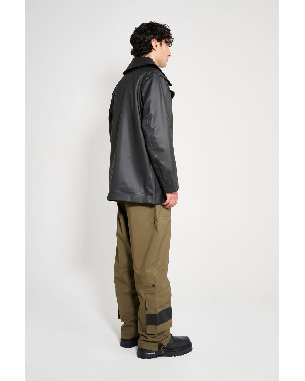 Stutterheim Black Tranholmen Double Breasted Raincoat for men