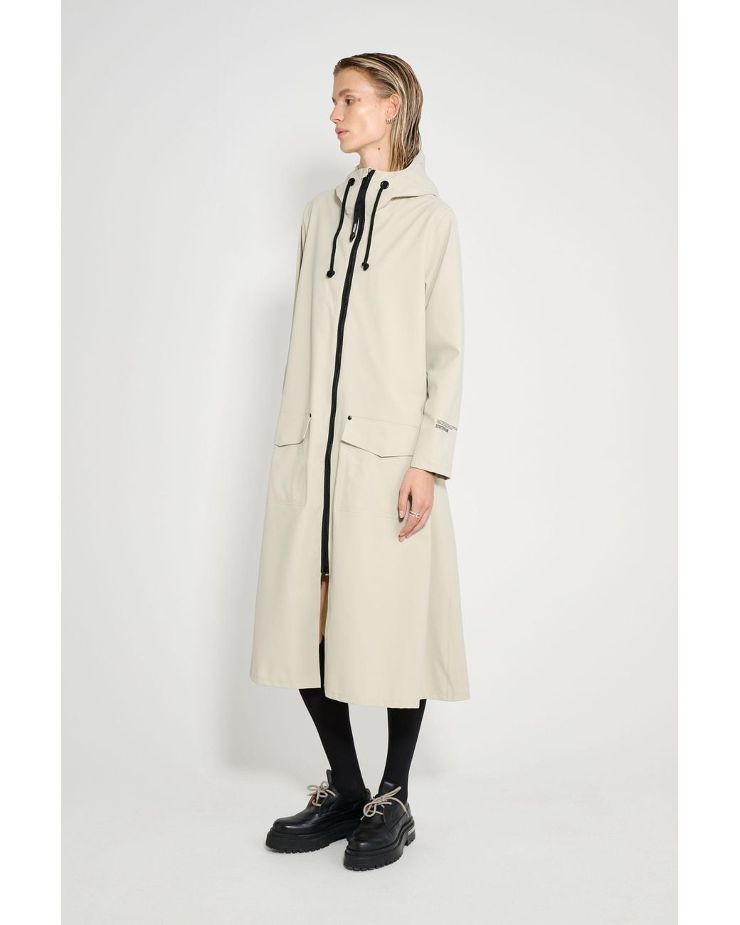 Stutterheim Natural Mosebacke Long Patch Raincoat