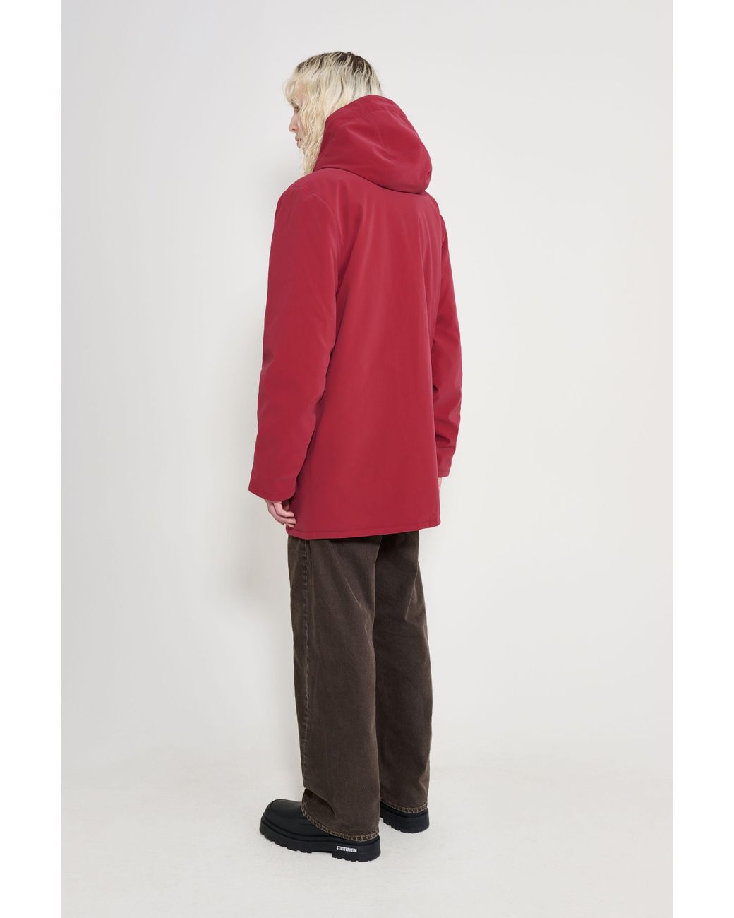 Stutterheim Red Stockholm Matte Winter Coat for men