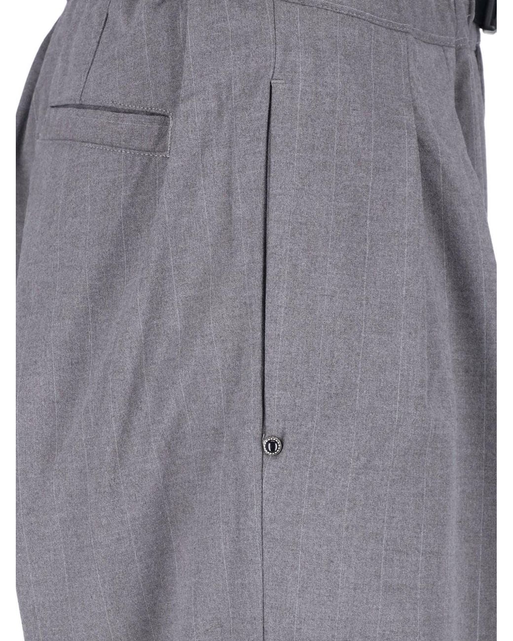 White Sand Gray Straight-Leg Belt Trousers for men