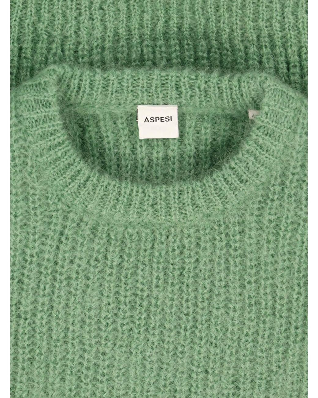 Aspesi Green Mohair Blend Crewneck Sweater for men