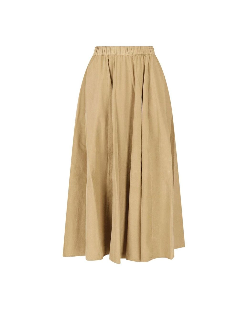 Aspesi Natural Cotton Pleated Maxi Skirt