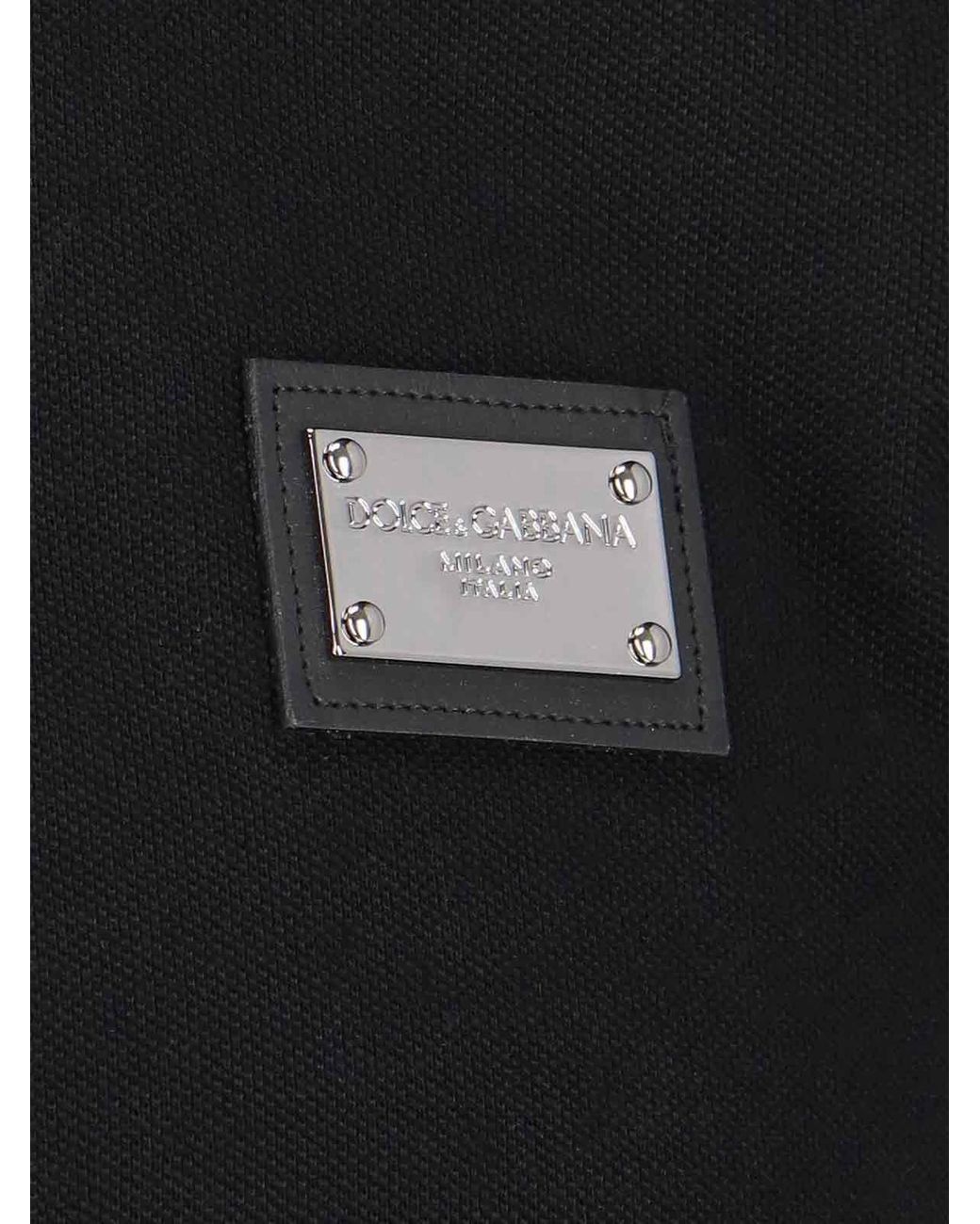 Dolce & Gabbana Black Logo Plaque Polo Shirt for men