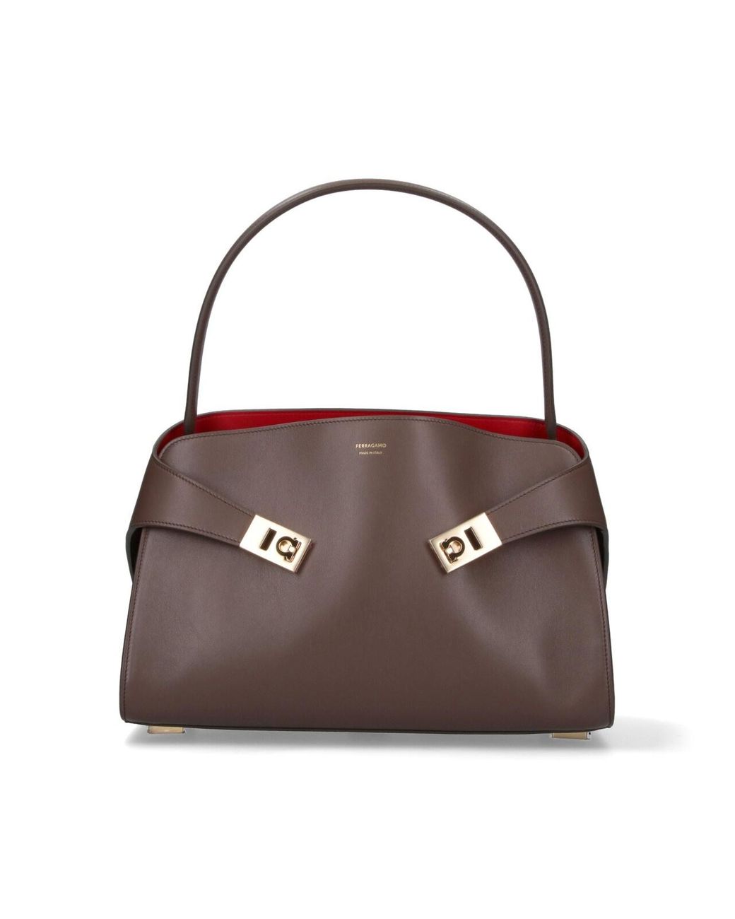 Ferragamo Brown Genuine Calf Leather Shoulder Bag