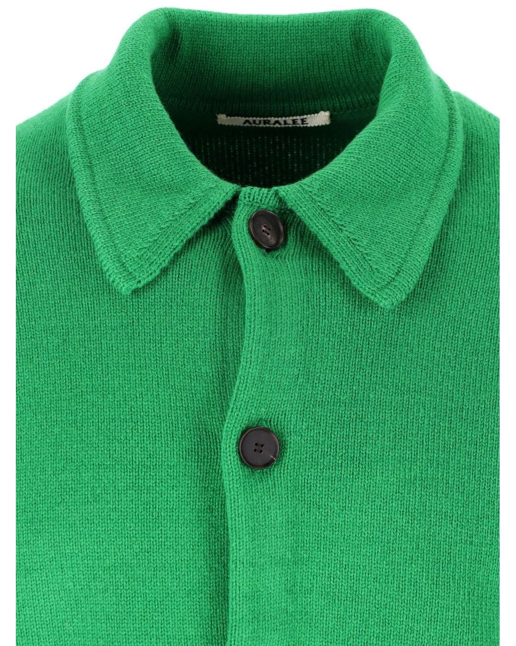 Auralee Green Wool Cardigan for men