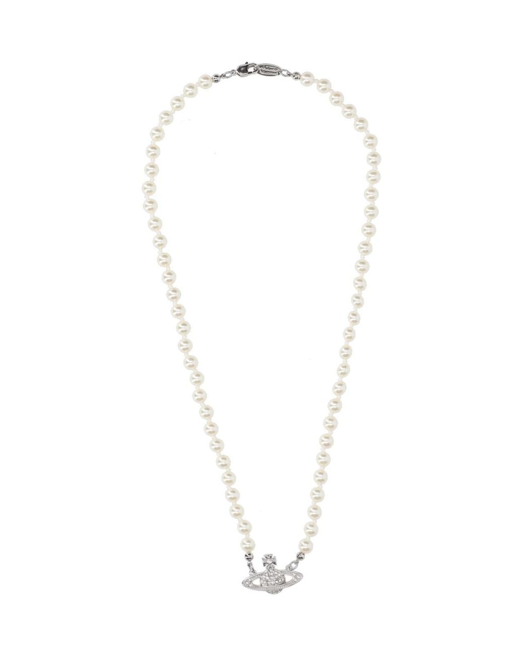 Vivienne Westwood White Necklace "Mini Bas Relief Pearl" for men
