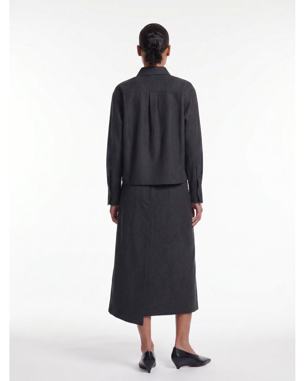Victoria Beckham Black Asymmetrical Skirt With Subtle Texture