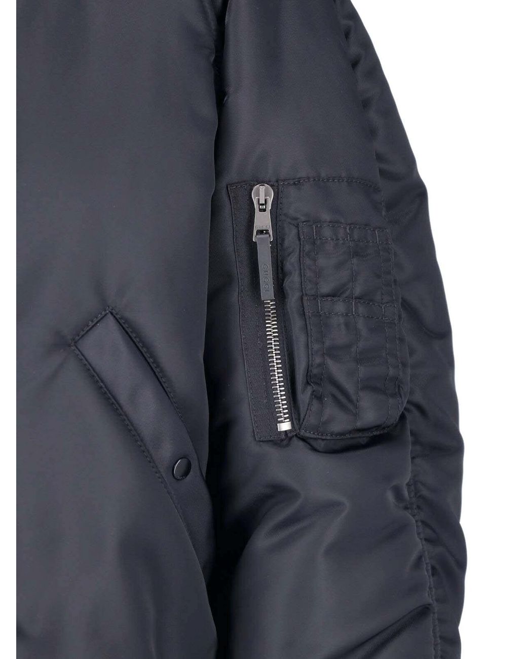 Gucci Blue Bomber Jacket With Fur