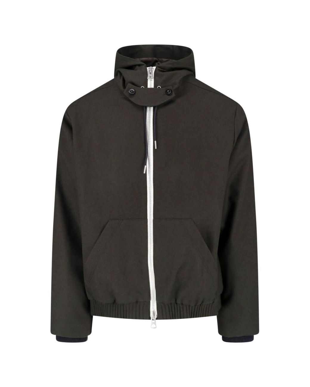 Sacai Black Hooded Zip-Up Bomber Jacket for men
