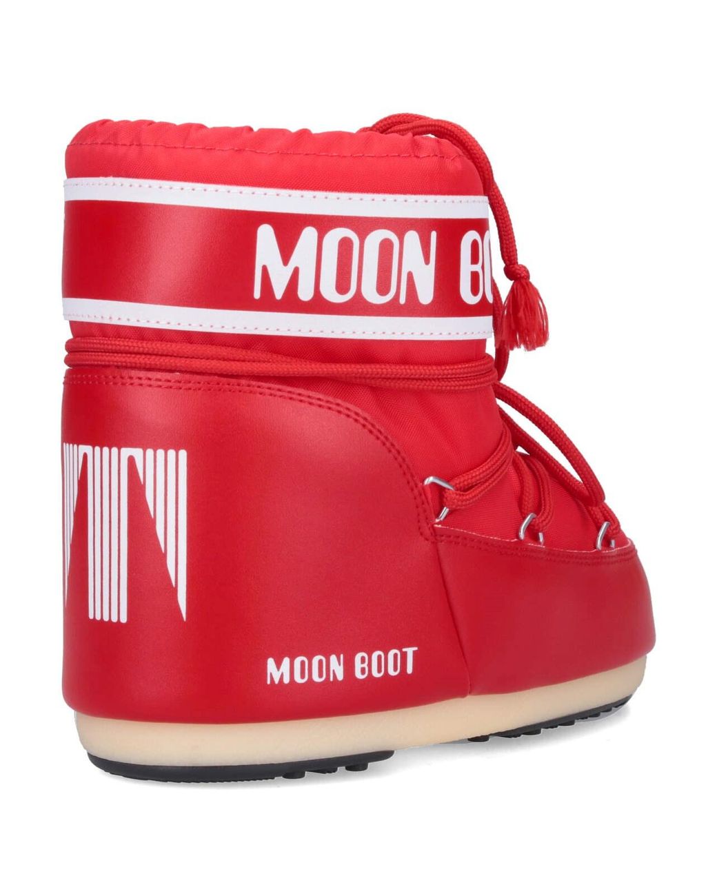 Moon Boot Red "Icon Low" Padded Ankle Boots