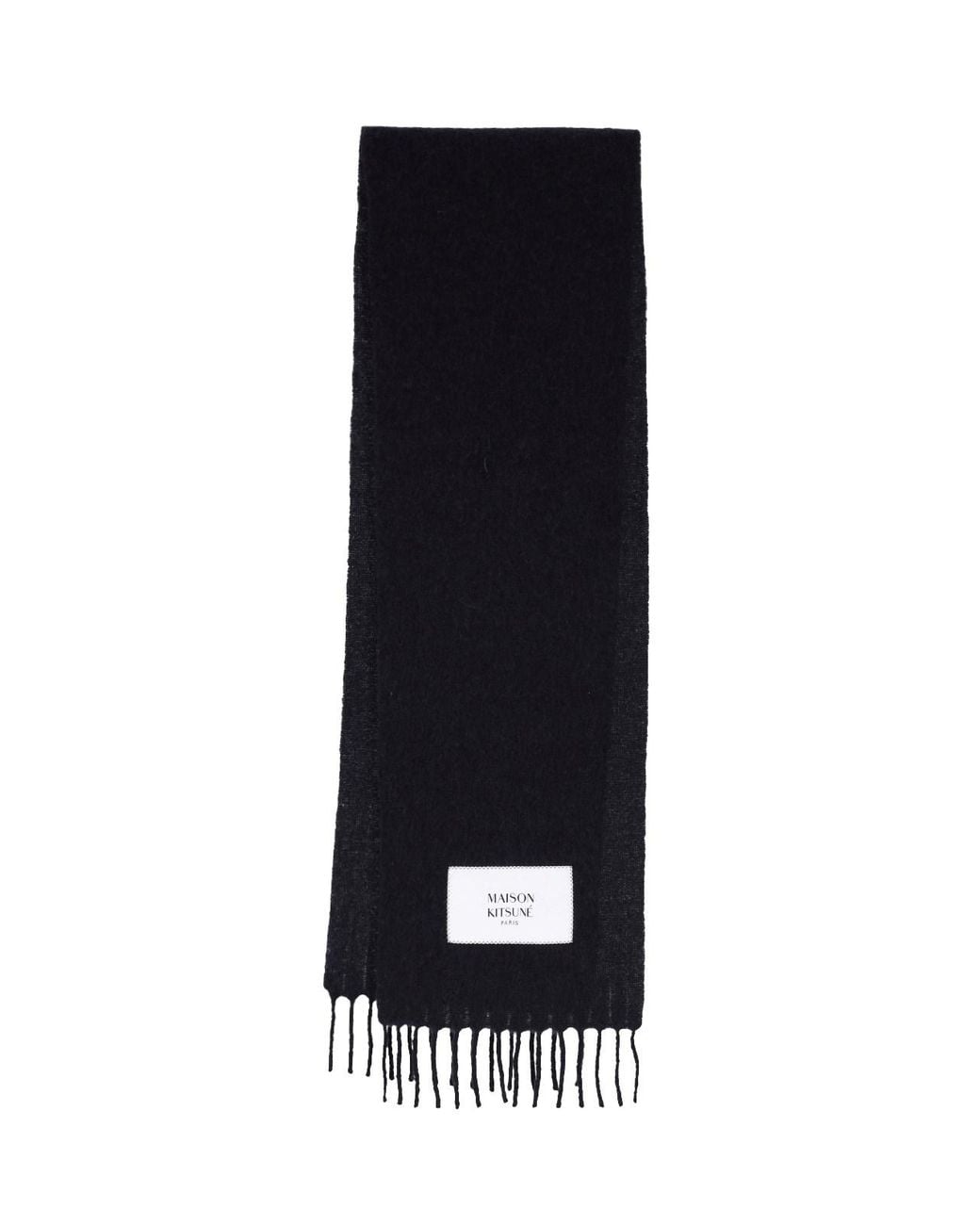Maison Kitsuné Black Alpaca Blend Scarf for men