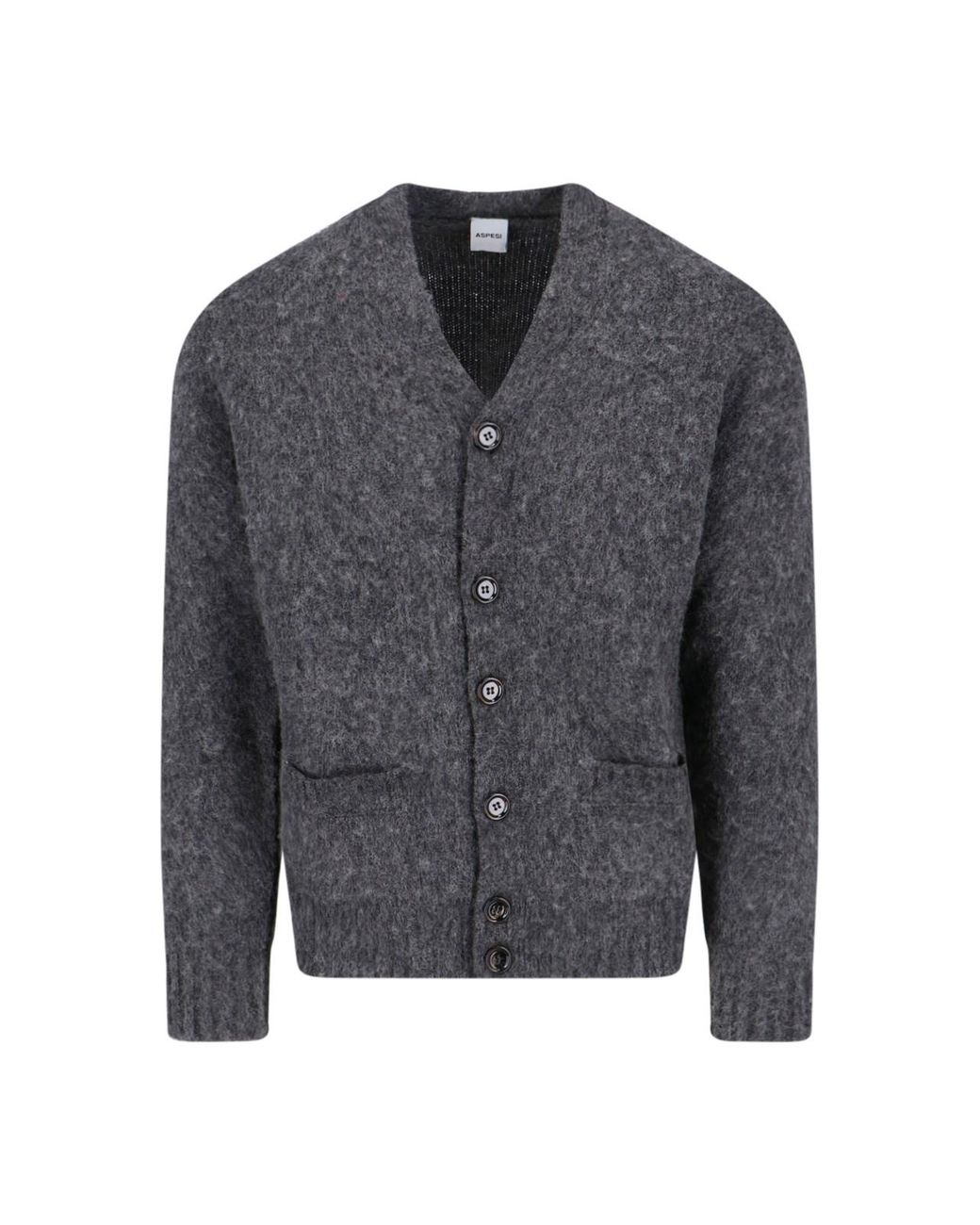 Aspesi Gray Shetland Wool Cardigan for men