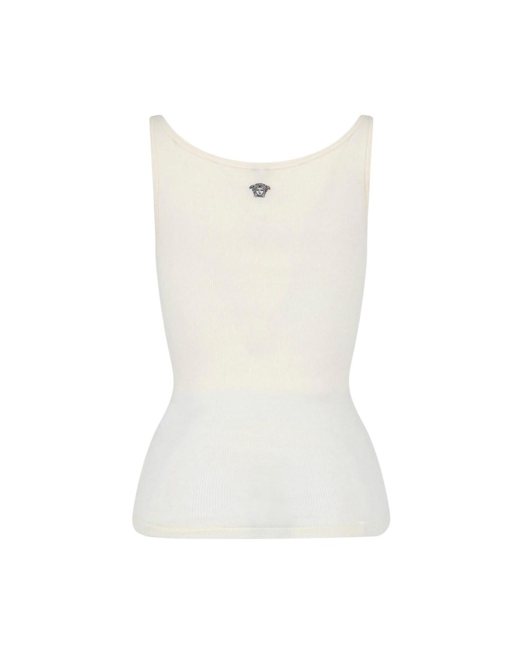 Versace White Cream Ribbed Medusa Wool Top