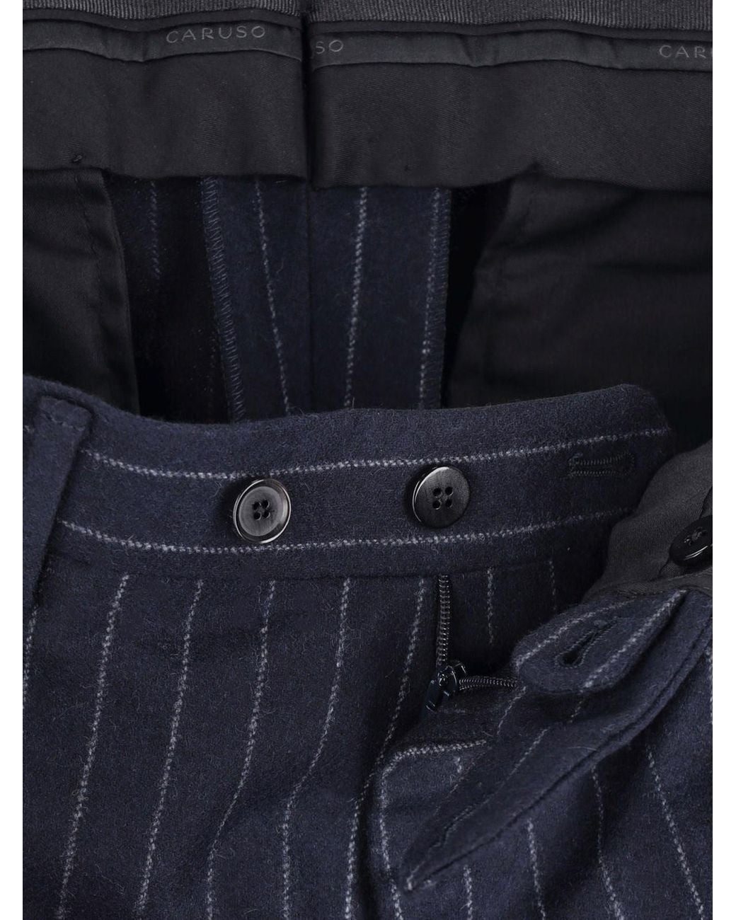 Caruso Blue Double-Breasted Wool Suit for men