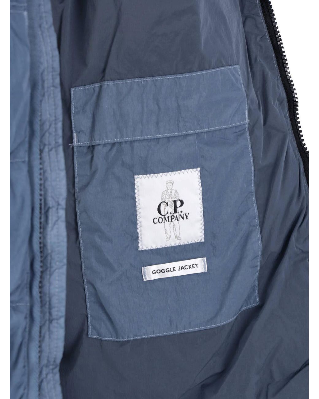C P Company Blue C. P. Company Hooded Puffer Jacket for men