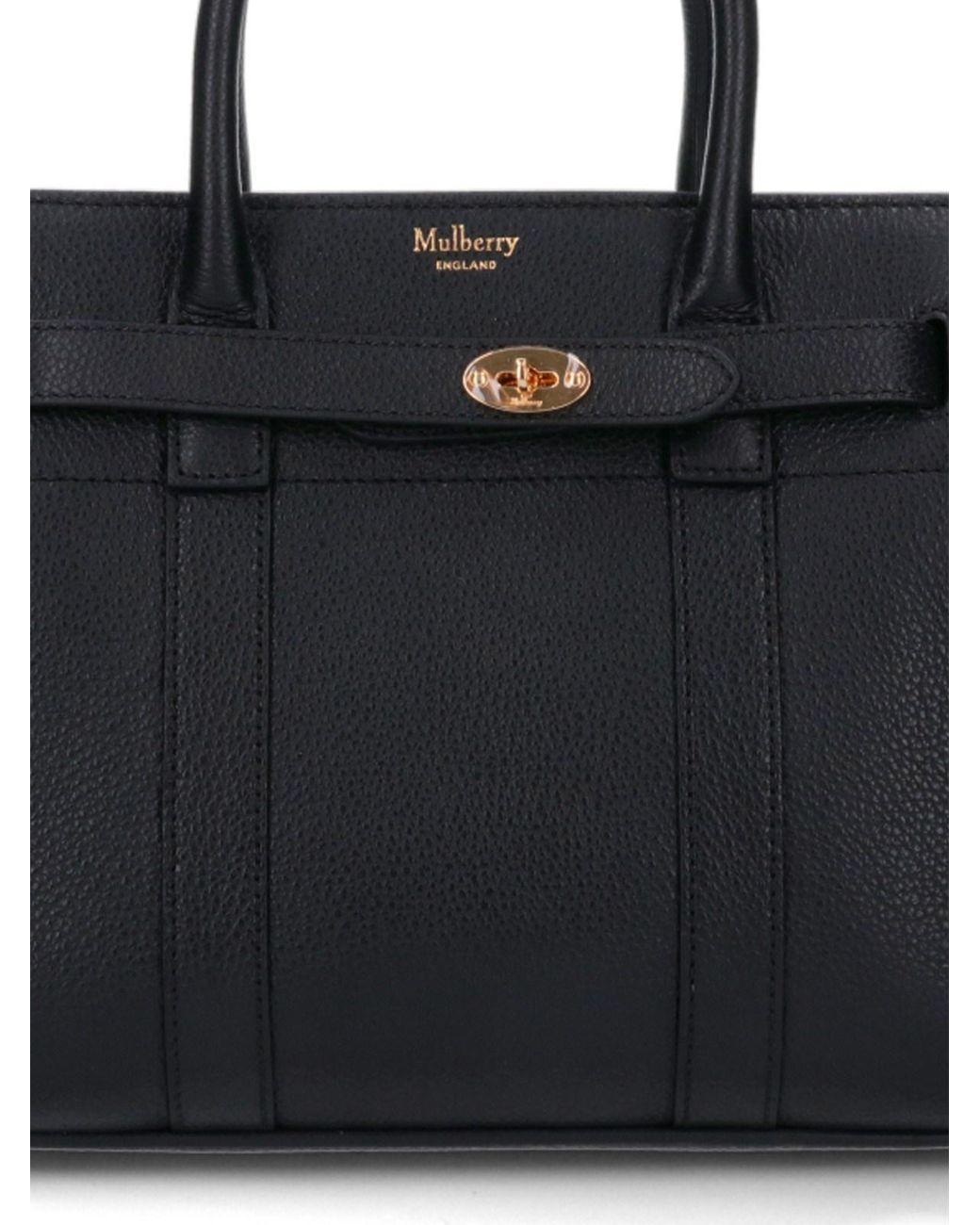 Mulberry Black Structured Leather Tote Bag With Top Handles