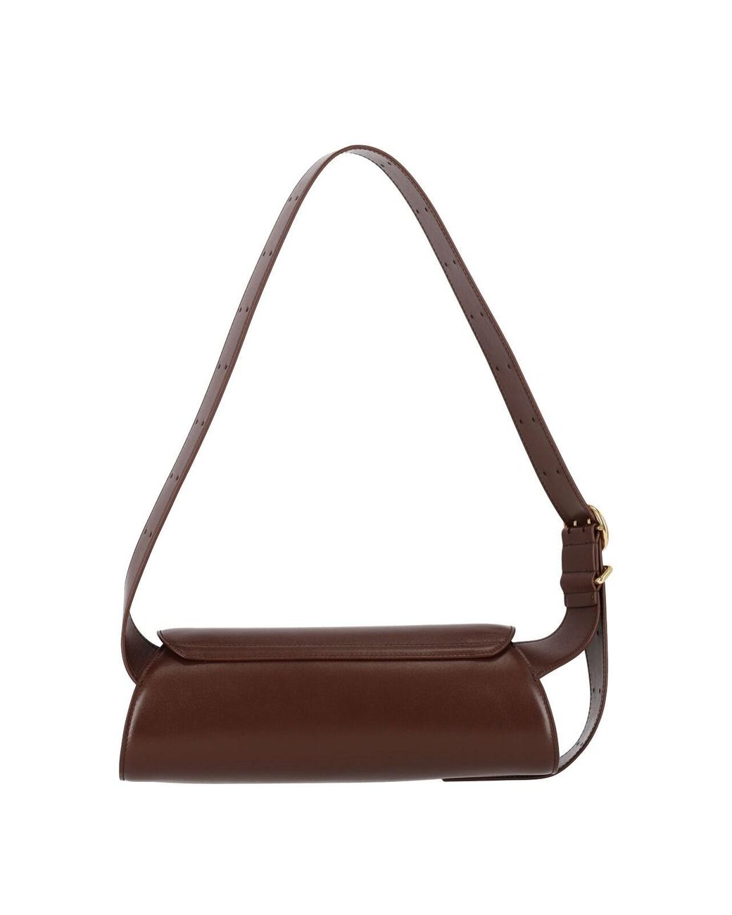 Jil Sander Brown Leather Shoulder Bag With Flap