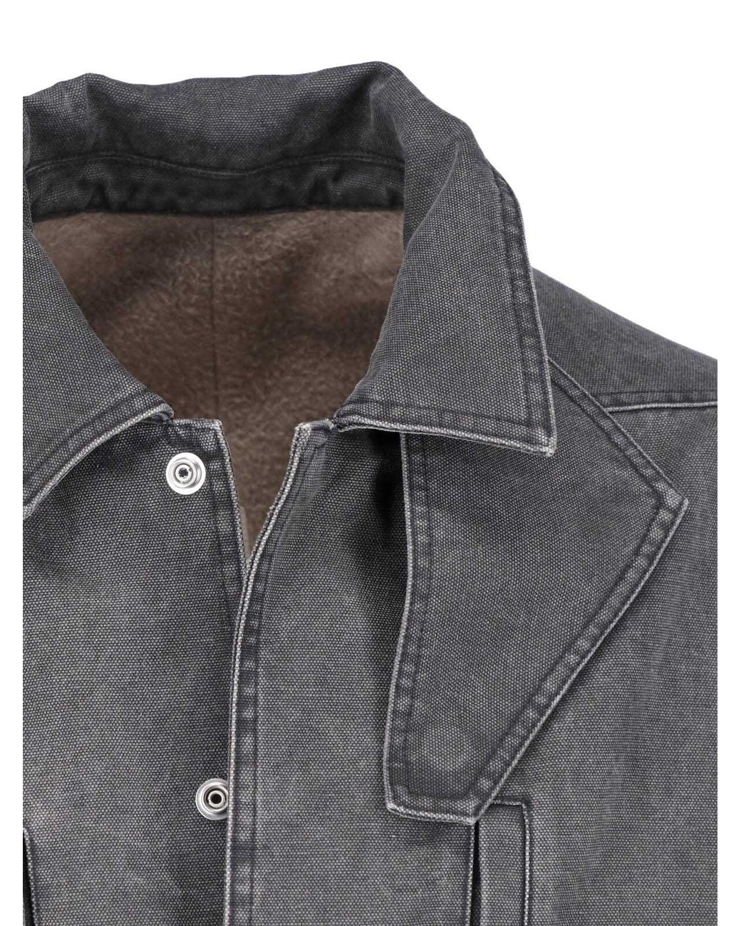 Rick Owens Gray Jacket "Collared Mac" for men