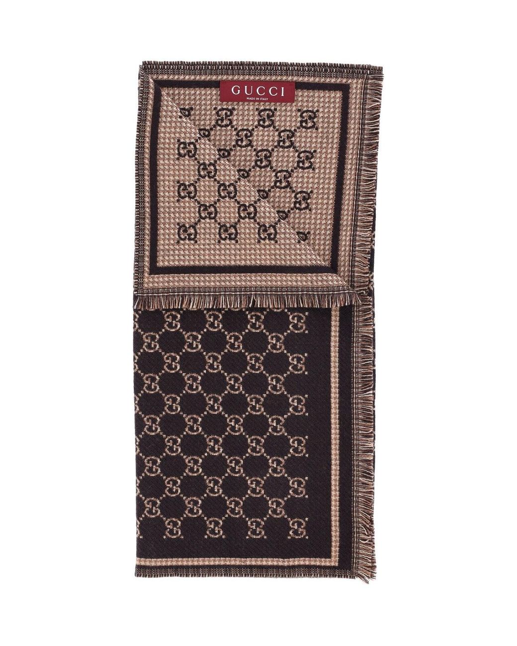 Gucci Brown Wool Scarf "Gg" for men