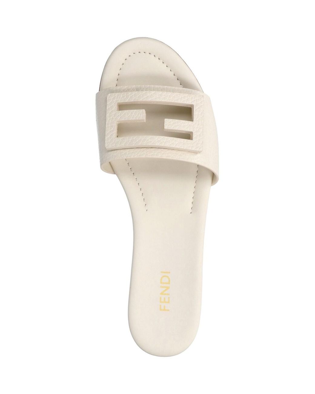 Fendi White Slides Sandals "Baguette"