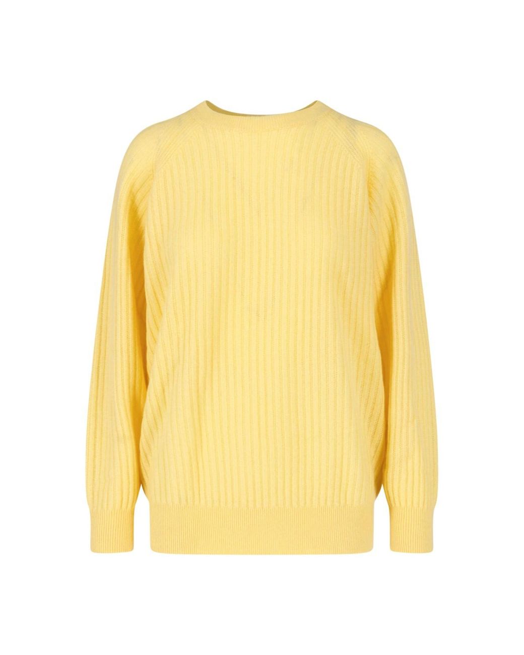 FRAME Yellow Ribbed Knit Crewneck Sweater