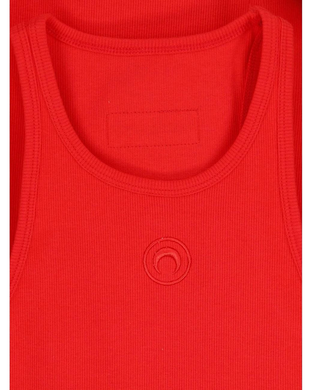 MARINE SERRE Red Ribbed Racerback Tank Top