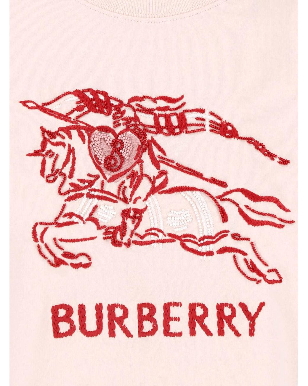 Burberry Pink Embroidered Graphic T-Shirt