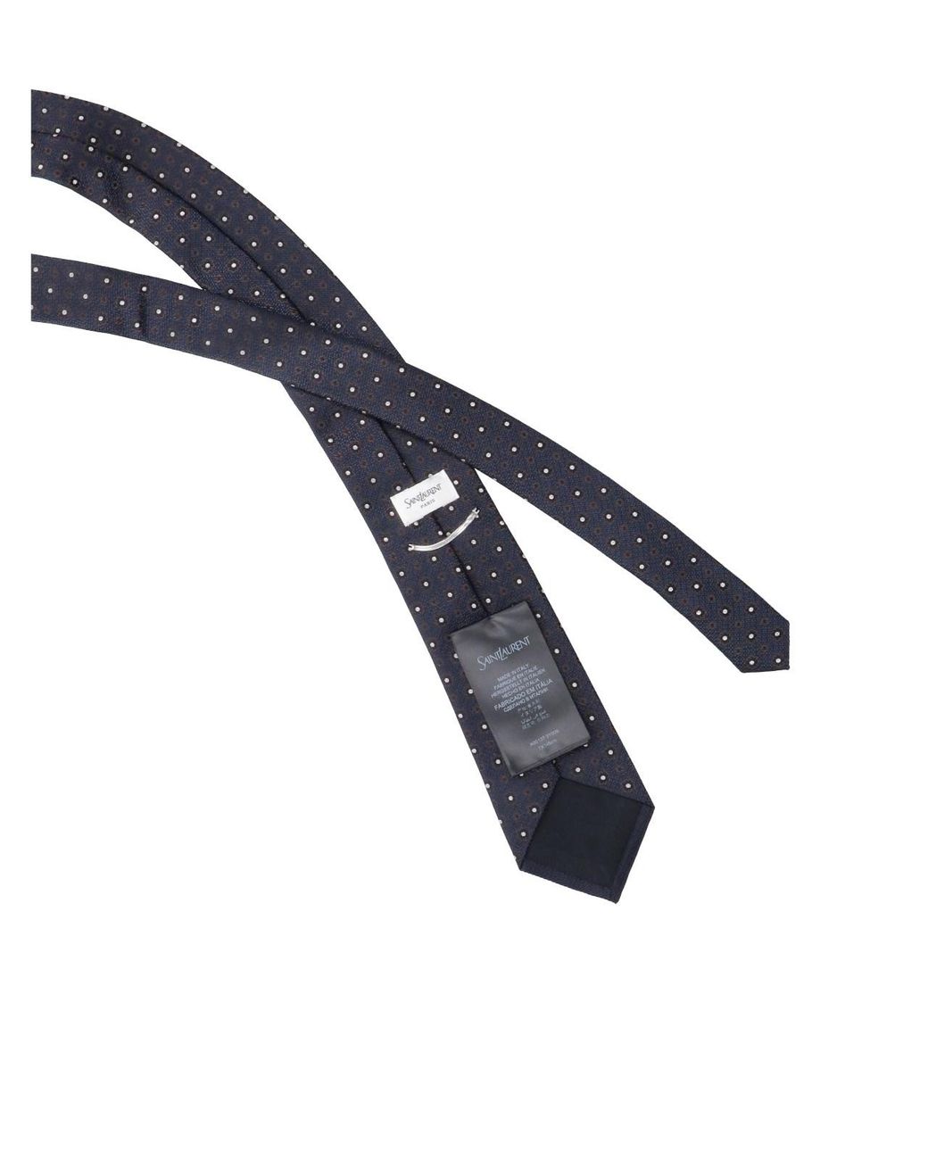 Saint Laurent Blue Polka Dot Silk Tie for men