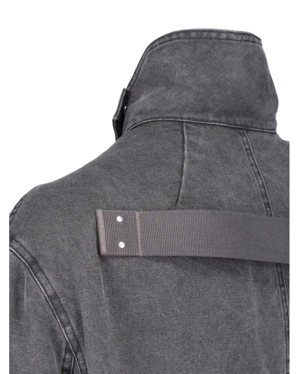 Rick Owens Gray Jacket "Collared Mac" for men