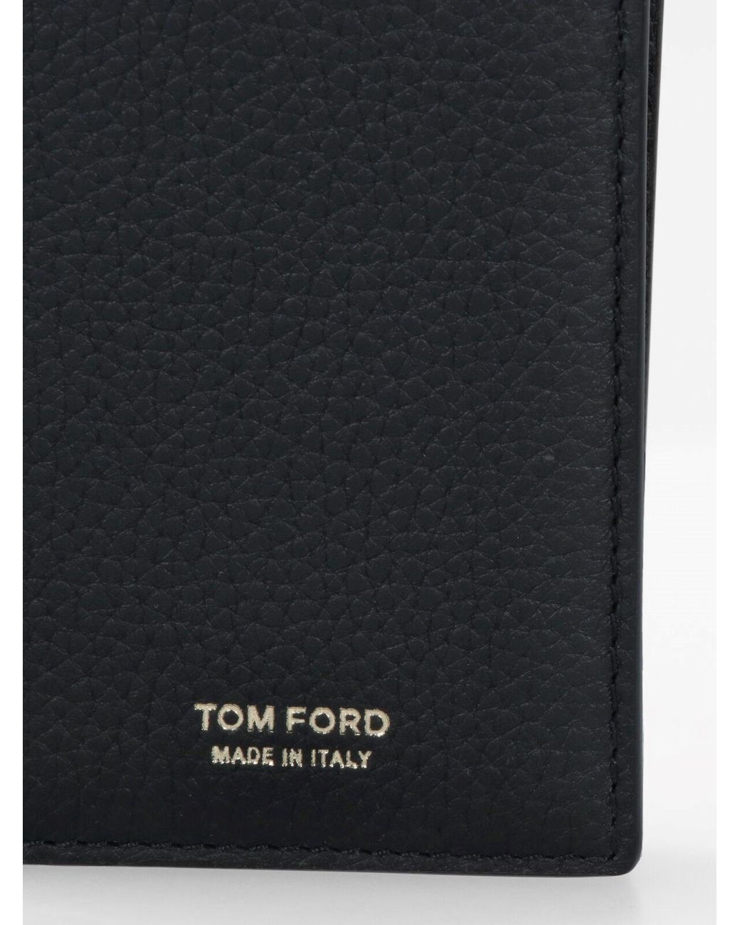 Tom Ford Black Pebbled Leather Card Holder for men