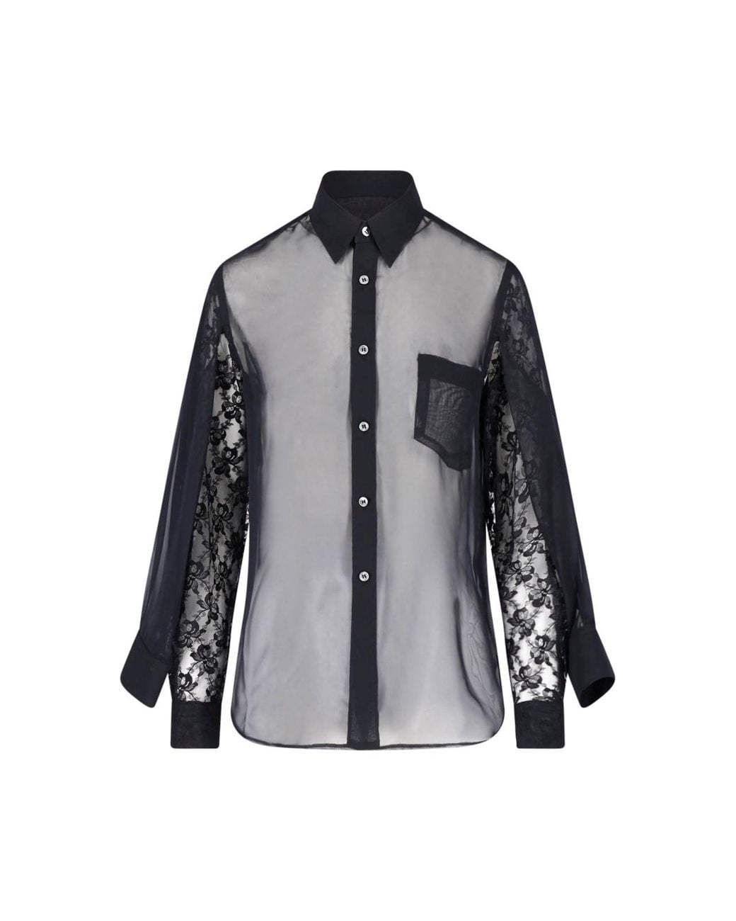 Comme des Garçons Gray Sheer Lace Shirt
