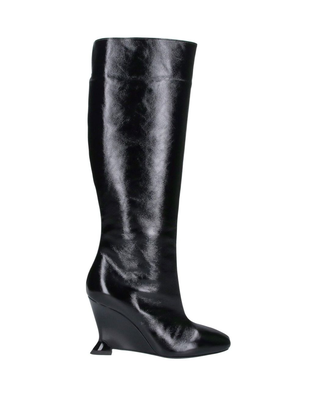 Balmain Black Knee-High Wedge Boots
