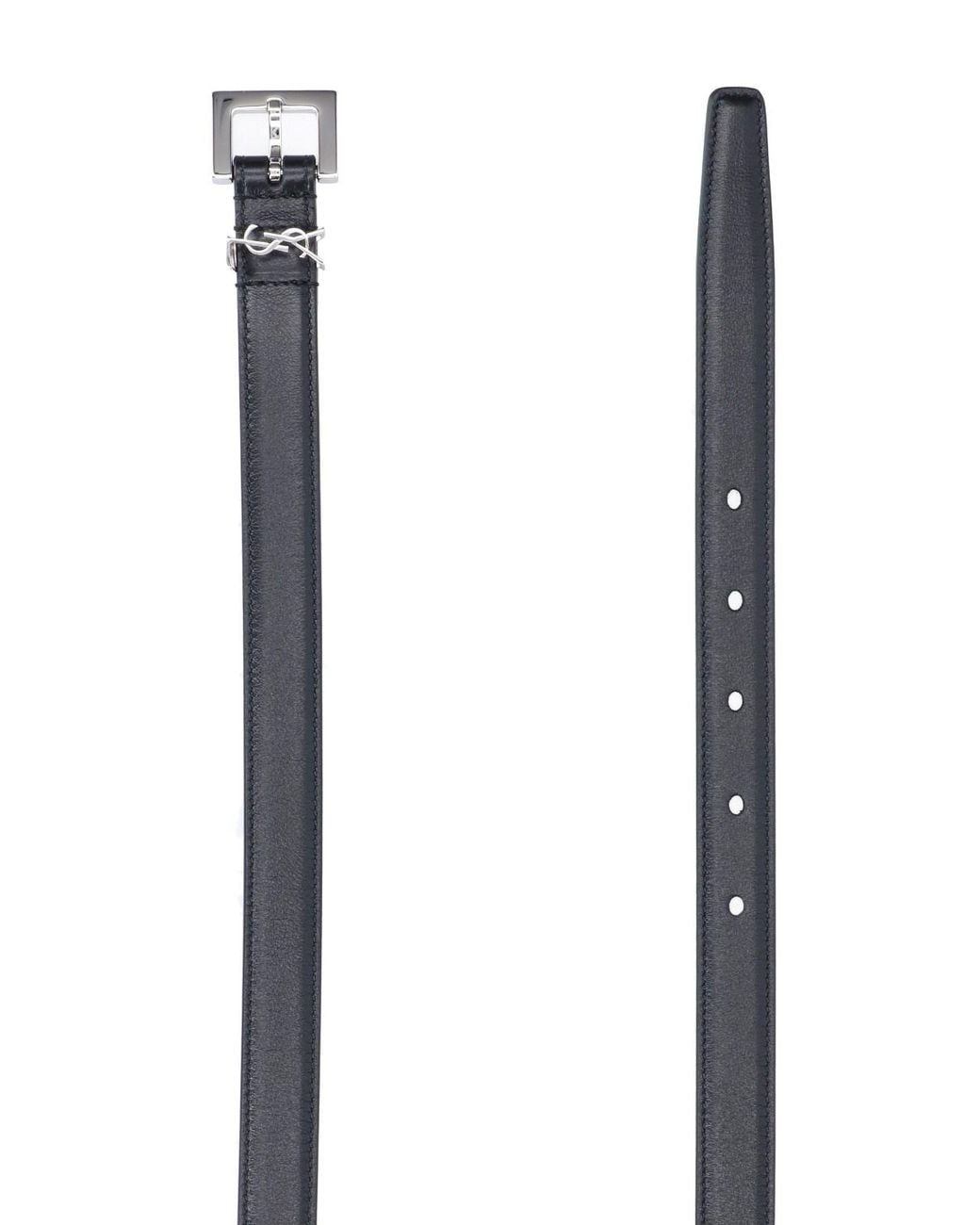 Saint Laurent Black Thin Belt “Cassandre”