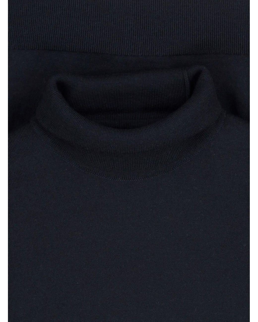 John Smedley Blue Merino Wool Turtleneck for men