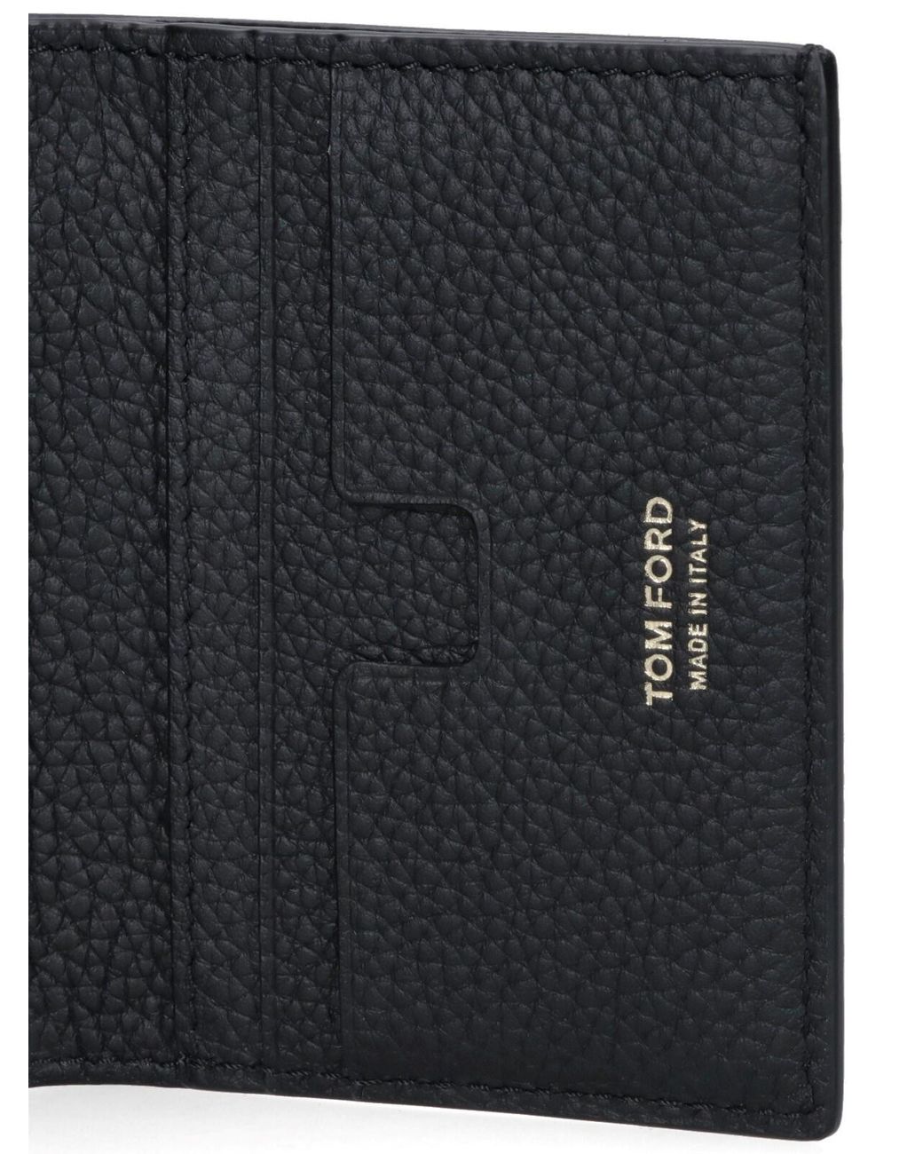 Tom Ford Black Pebbled Leather Card Holder for men